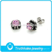 TKB-E0074 Casting Jewelry Designs Pink Flower Earring for Beautiful Girls